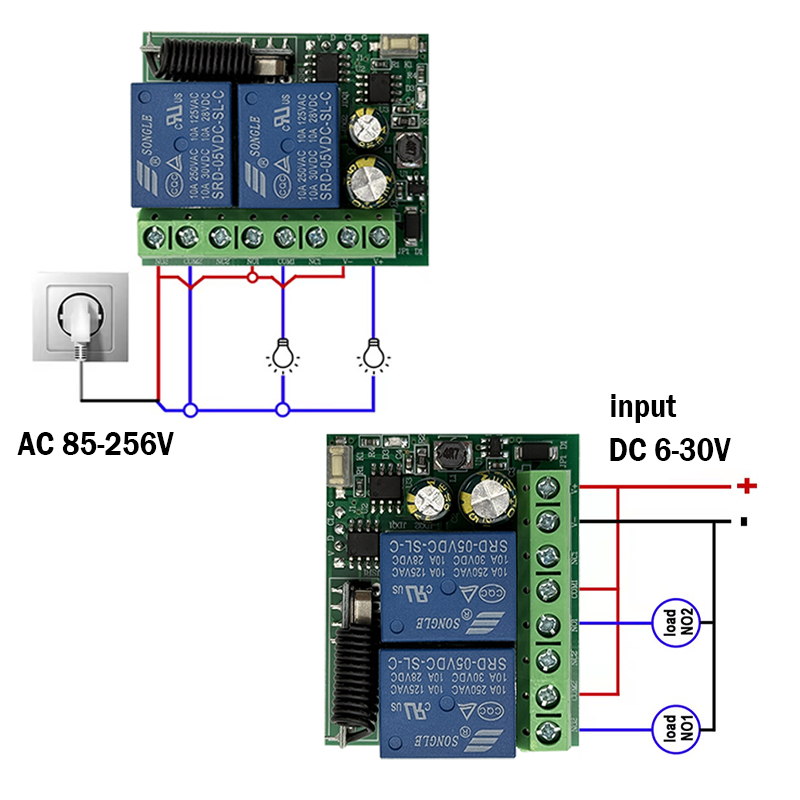 DC 9V 12V 24V AC 85-250V 2CH m - 433Mhz Receiver Module avaliação e preço