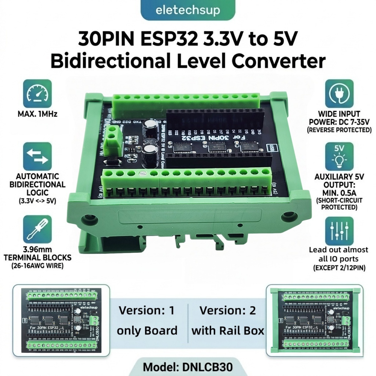 Adaptador de Trilho DIN ESP32  - Level Shifter 3.3V avaliação e preço