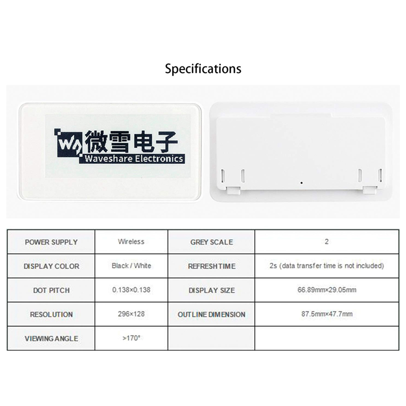 Waveshare 2.9 Polegada sem fio - Display Epaper 2.9 avaliação e preço